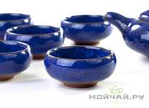 Набор посуды # 17374 керамика глазурь «колотый лед» чайник 150 мл 6 чашек по 50 мл